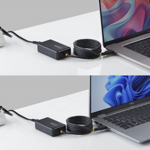 StarTech.com 65W USB-C Laptop Charger, 1.5m Tethered USB-C Cable, Power Adapter Brick for Dell, XPS, HP ProBook, MacBook Pro, Microsoft Surface Pro