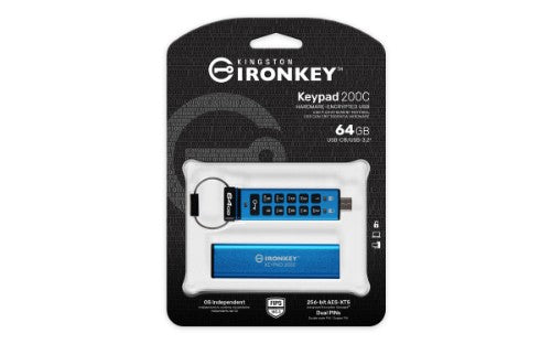 Kingston Technology IronKey 64GB USB-C Keypad 200C, FIPS 140-3 Lvl 3 (Pending) AES-256