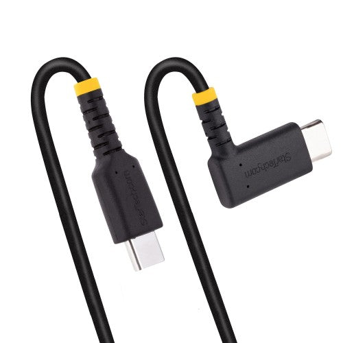 StarTech.com 6in (15cm) USB-C Fast Charging Cable, Rugged, Right-Angled, Charge & Sync, 60W (3A) PD, USB 2.0, TPE Jacket and Aramid Fiber - USB C Charging Cord