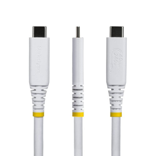 StarTech.com 50cm (1.6ft) USB4 Cable, 40Gbps, USB-IF Certified USB-C Cable, 240W PD, 8K 60Hz/4K 240Hz DP2.1 DP40, TPE Jacket, Thunderbolt 4 Compatible - White USB-C Cord