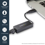StarTech.com USB 3.0 to Gigabit Ethernet Network Adapter, 10/100/1000 Mbps, USB to RJ45, USB 3.0 to LAN Adapter, USB 3.0 Ethernet Adapter (GbE), TAA Compliant