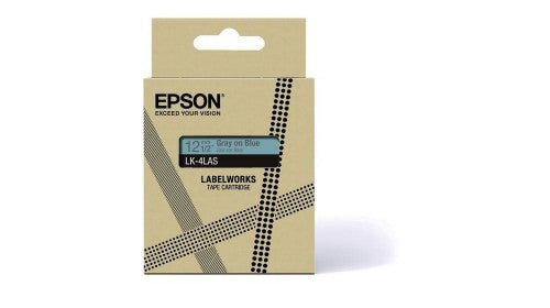 Epson C53S672106/LK-4LAS DirectLabel-etikettes gray on blue 12mm x 8m for Epson LabelWorks LW-C 410/610