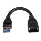StarTech.com USB 3.0 (5Gbps) A-to-A Extension Cable - M/F - 6 in, Black