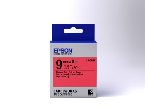 Epson C53S653001/LK-3RBP DirectLabel-etikettes black on red 9mm x 9m for Epson LabelWorks 4-18mm/36mm/6-12mm/6-18mm/6-24mm