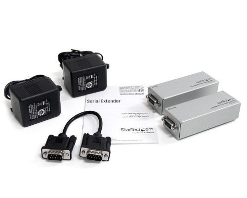 StarTech.com RS232 Serial over Cat5 Extender, 1 km (3300 ft) Range, Plug & Play, No Software, DB9 Serial Extension - TAA