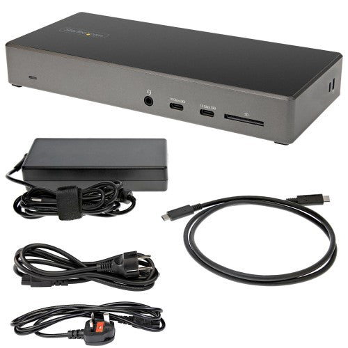 StarTech.com USB C Dock - Triple 4K Monitor USB Type-C Docking Station - 100W Power Delivery - DP 1.4 Alt Mode & DSC, 2x DisplayPort 1.4/HDMI 2.0 - 6xUSB (2x 10Gbps), SD - Windows/Chrome