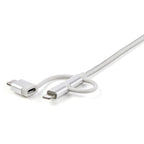 StarTech.com 1 m (3 ft.) USB Multi Charging Cable - USB to Micro-USB or USB-C or Lightning for iPhone / iPad / iPod / Android - Apple MFi Certified - 3 in 1 USB Charger - Braided