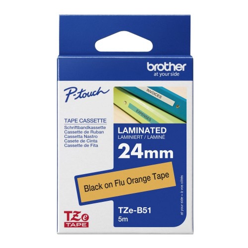 Brother TZE-B51 DirectLabel black on orange Laminat 24mm x 5m for Brother P-Touch TZ 3.5-24mm/HSE/36mm/6-24mm/6-36mm