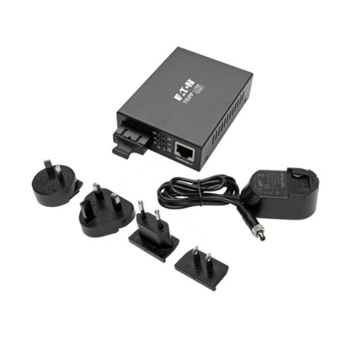 Tripp Lite N785-INT-SC-MM Gigabit Multimode Fiber to Ethernet Media Converter, 10/100/1000 SC, International Power Supply, 850 nm, 550M (1804.46 ft.)