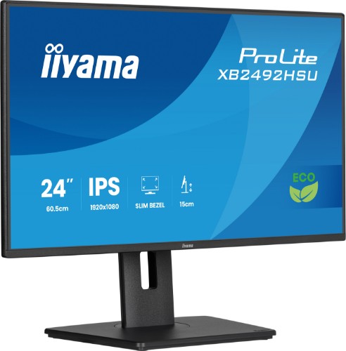 iiyama ProLite 24” IPS Full HD panel with 4-side slim bezel, B energy class and height adjustable stand