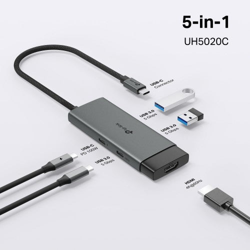 TP-Link UH5020C interface hub USB Type-C 5000 Mbit/s Grey