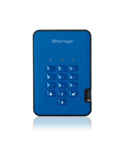 iStorage diskAshur² SSD 128GB Blue | Secure Portable Solid State Drive |AES-XTS 256-bit Hardware Encryption | PIN protected | OS & Platform Independent | TAA Compliant |Brute force hack defence | Dust/Water Resistant