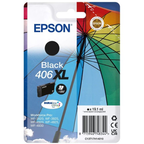 Epson C13T17H14010/406XL Ink cartridge black high-capacity, 1.2K pages 19.1ml for Epson  WF-3920
