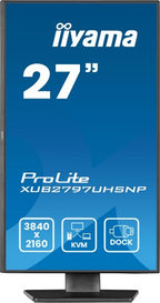 iiyama ProLite 27’’ 4K IPS technology panel with RJ45 (LAN), KVM Switch and USB-C Dock with 96W power delivery