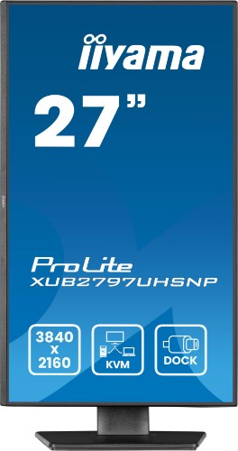 iiyama ProLite 27’’ 4K IPS technology panel with RJ45 (LAN), KVM Switch and USB-C Dock with 96W power delivery