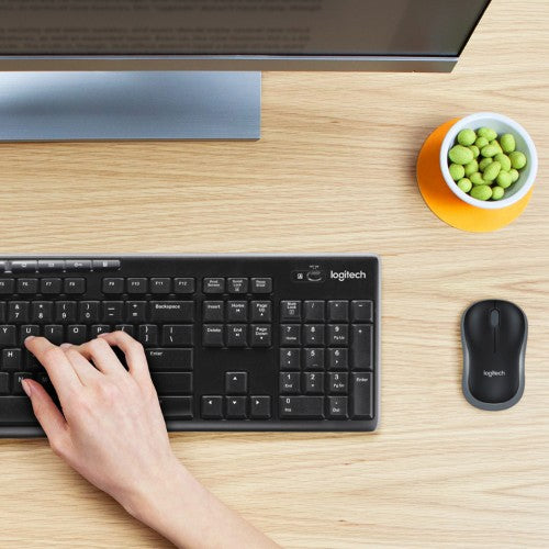 Logitech MK270 keyboard Mouse included Home RF Wireless QWERTY US International Black