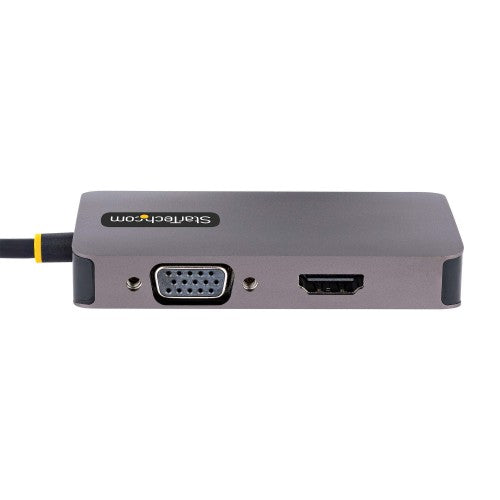 StarTech.com USB C Video Adapter, USB C to HDMI DVI VGA Adapter, Up to 4K 60Hz, Aluminum, Multiport Video Display Adapter, Thunderbolt 3 / 4 Compatible, USB Type C Travel Adapter