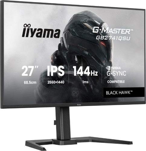 iiyama G-MASTER Get ahead with the 27" GB2741QSU Black Hawk monitor with IPS Panel Technology, 1ms MPRT and height adjustabe stand