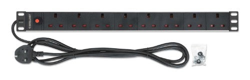 Intellinet 19" 1U PDU 7-way UK, Overload Protection, Rackmount, Power Distribution Unit, UK 3-pin outlets, 3m power cord, output
