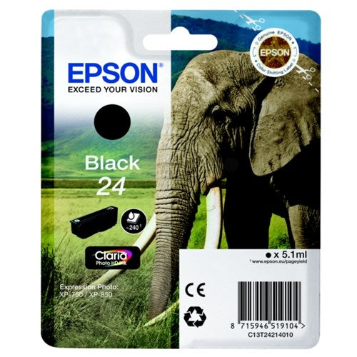 Epson C13T24214012/24 Ink cartridge black, 360 pages 5,1ml for Epson XP 750