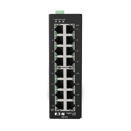 Tripp Lite NGI-S16 16-Port Lite Managed Industrial Gigabit Ethernet Switch - 10/100/1000 Mbps, -10° to 60°C, DIN Mount