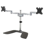 StarTech.com Dual Monitor Stand - Ergonomic Desktop Monitor Stand for up to 32" (17.6lb/8kg) VESA Displays - Free-Standing Articulating Universal Computer Monitor Mount - Adjustable Height - Silver