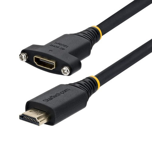 StarTech.com 1m (3ft) Panel Mount HDMI Cable, High Speed HDMI Panel Mount Extension Cable, 4K 60Hz/1440p 144Hz, HDMI Male to Female Panel Mount Adapter Cable