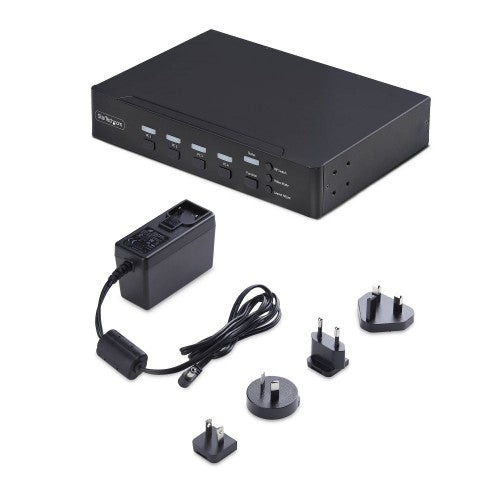StarTech.com 4-Port DisplayPort KVM Switch with Mouse Roaming and Multi-View / Picture-in-Picture, 4K 60Hz, USB 3.0 (5Gbps) Hub, Hotkey Control, TAA Compliant