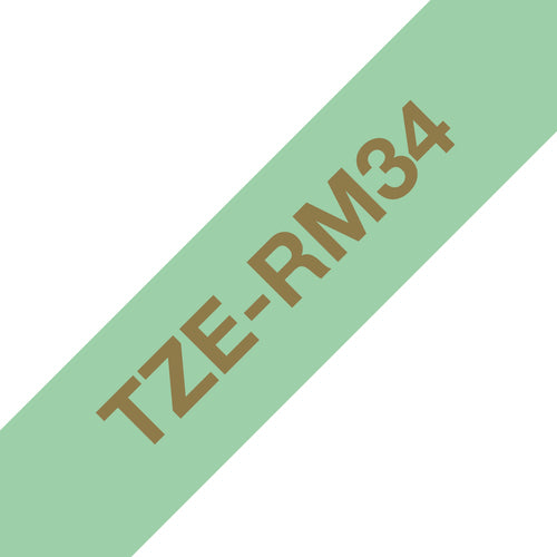 Brother TZE-RM34 DirectLabel gold on mint green non adhesive textil 12mm x 4m for Brother P-Touch TZ 3.5-24mm/HSE/36mm/6-24mm/6-36mm