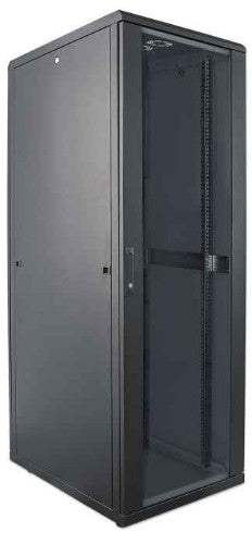Intellinet 19" Network Cabinet - Free Standing, 22U, 600x800mm (width x depth), Black, Flatpack, Max 1500kg, Multi-Point Door Lock, One Lock Per Side Panel, Usable Depth 123 to 573mm, IP20 rated, Rack, Steel