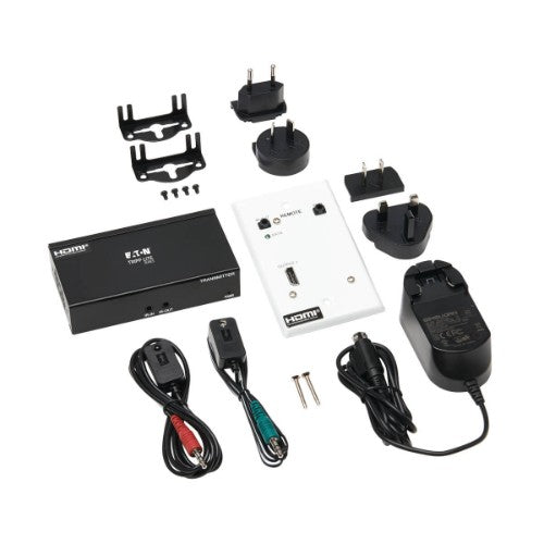 Tripp Lite B127A-1A1-BHFH HDMI over Cat6 Extender Kit, Box Transmitter/Wall Plate Receiver, 4K 60 Hz, 4:4:4, IR, PoC, HDR, HDCP 2.2, 230 ft., TAA