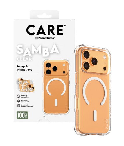 PanzerGlass CARE by ® Fashionable Case Samba Transparent w. White MagSafe iPhone 17 Pro