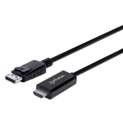 Manhattan DisplayPort 1.2 to HDMI Cable, 4K@60Hz, 3m, Male to Male, DP With Latch, Black, Not Bi-Directional, Three Year Warranty, Equivalent to 10F-DP-HDMI-4K60-HDR