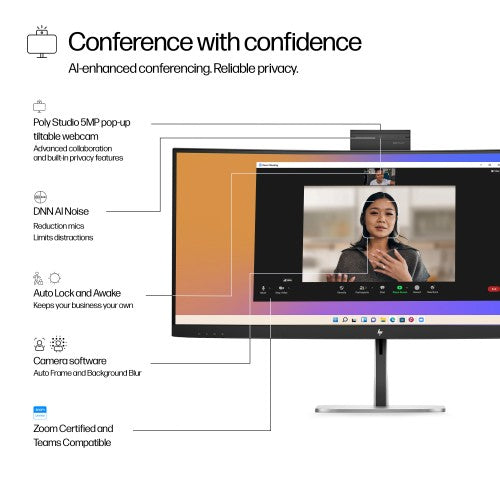 HP Series 5 Pro 34 inch WQHD USB-C Conferencing Monitor - 534pm