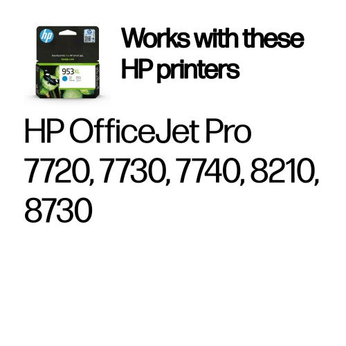 HP F6U16AE/953XL Ink cartridge cyan high-capacity, 1.45K pages 18ml for HP OfficeJet Pro 7700/8210/8710