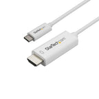 StarTech.com 3.3ft (1m) USB C to HDMI Cable - 4K 60Hz USB Type C to HDMI 2.0 Video Adapter Cable - Thunderbolt Compatible - Laptop to HDMI Monitor/Display - DP 1.2 Alt Mode HBR2 - White