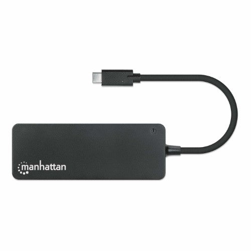 Manhattan USB-C Dock/Hub, Ports (x7): USB-A (x7), 5 Gbps (USB 3.2 Gen1 aka USB 3.0), External Power Supply Not Needed, Universal for all devices, Cable 15cm, SuperSpeed USB, Black, Three Year Warranty