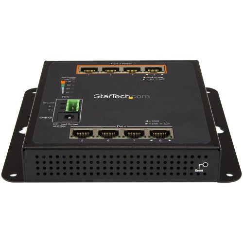 StarTech.com Industrial 8 Port Gigabit PoE Switch - 4 x PoE+ 30W - Power Over Ethernet - Hardened GbE Layer/L2 Managed Switch - Rugged High Power Gigabit Network Switch IP-30/-40C to +75C - TAA