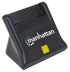 Manhattan USB-A Smart/SIM Card Reader, 480 Mbps (USB 2.0), Desktop Standing, Friction Type compatible, Hi-Speed USB, Cable 86cm, Black, Three Year Warranty