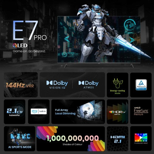 Hisense 55E7NQTUK PRO TV 139.7 cm (55") 4K Ultra HD Smart TV Wi-Fi Grey 400 cd/m²