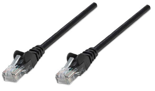 Intellinet Network Patch Cable, Cat5e, 0.5m, Black, CCA, U/UTP, PVC, RJ45, Gold Plated Contacts, Snagless, Booted, Lifetime Warranty