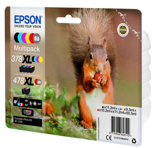 Epson C13T379D4010/378XL/478XL Ink cartridge multi pack high-capacity Bk,C,M,Y,R,GY 11,2ml +3x9,3ml + 10,2ml + 11,2ml Pack=6 for Epson XP 15000