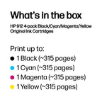 HP 6ZC74AE/912 Ink cartridge multi pack Bk,C,M,Y, 4x300 pages 17.08ml 8,3ml + 3x2,9ml Pack=4 for HP OJ Pro 8010/e/8020