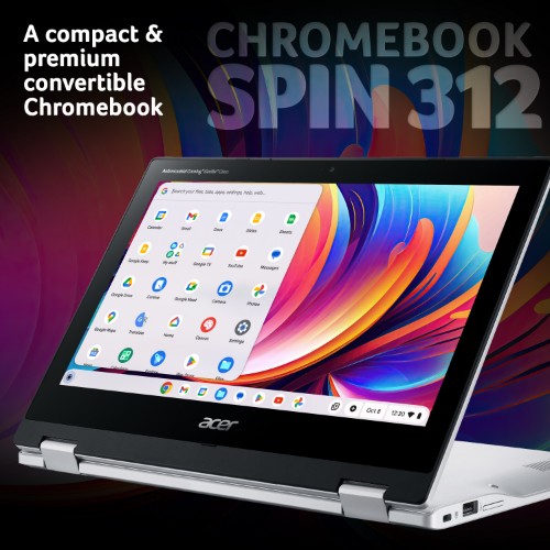 Acer Chromebook NX.KYTEK.003 laptop Intel® N N100 30.5 cm (12") Touchscreen WUXGA 4 GB LPDDR5-SDRAM 128 GB eMMC Wi-Fi 6E (802.11ax) ChromeOS Silver