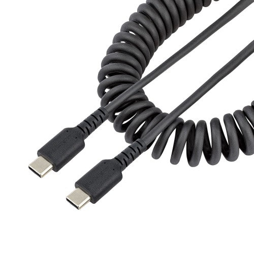 StarTech.com 3ft (1m) USB-C Fast Charging Cable, Rugged, Coiled, Charge & Sync, 3A, USB 2.0, TPE Jacket and Aramid Fiber - USB C Charging Cord