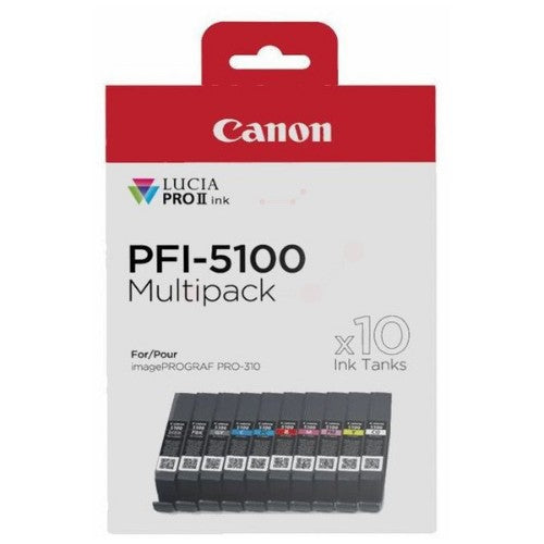 Canon 6951C009/PFI-5100 Ink cartridge multi pack MBK,PBK,C,M,Y,PC,PM,R,GY,CO Pack=10 for Canon IPF PRO-310