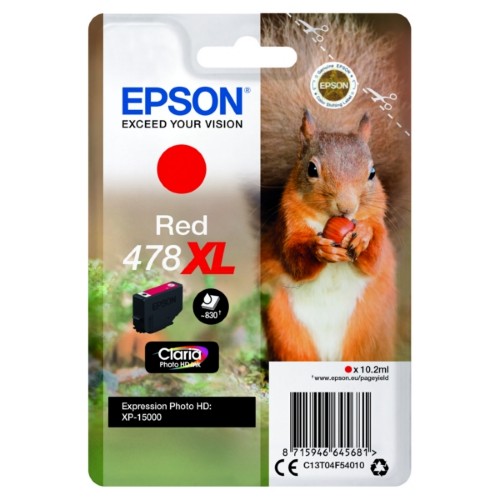 Epson C13T04F54010/478XL Ink cartridge red high-capacity, 830 pages 10.2ml for Epson XP 15000
