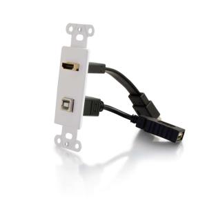 HDMI and USB Pass Through Wall Plate - White