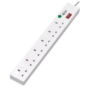 6-OUTLET SURGE PROTECTOR BRITISH BS1363A PLUG 220-250V AC