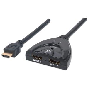 HDMI 1080p Switch 2 Port Integrated Cable Black